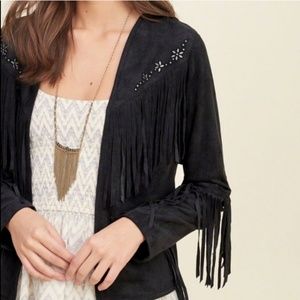 New Hollister Suede Fringe Benefits Jacket